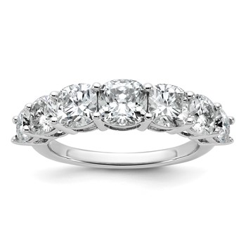 14k White Gold 3 1/3 carat Lab Grown Diamond VS+ F+ Cushion Complete Seven Stone Band