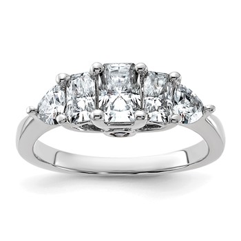 14k White Gold 1 3/4 carat Lab Grown Diamond VS+ F+ Radiant and Trillion Five Stone Complete Band