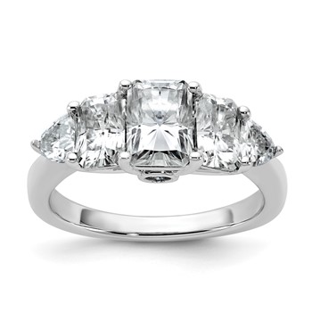 14k White Gold 2 3/4 carat Lab Grown Diamond VS+ F+ Radiant and Trillion Five Stone Complete Band