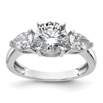 14K White Gold 3-Stone Engagement Ring Mounting