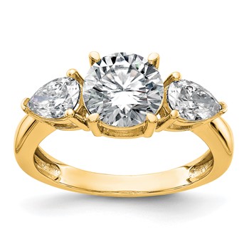 14K 3-Stone Engagement Ring Mounting