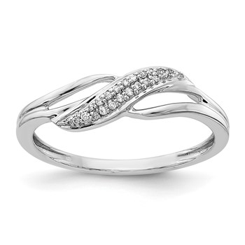 14k White Gold 1/15 carat Diamond Wave Fashion Ring