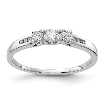 14k White Gold 3-Stone 1/4 carat Diamond Ring