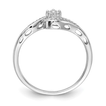 14k White Gold 1/6 carat  Diamond Bypass Ring — alternate view