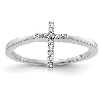 18k White Gold Diamond Cross Ring
