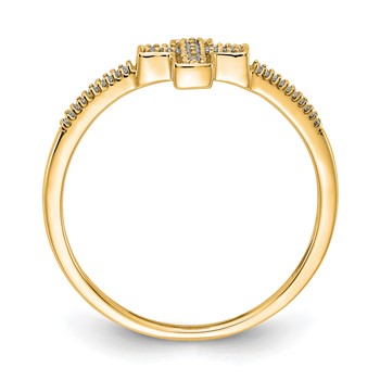 14k Yellow Gold Polished Diamond Cross Ring — alternate view