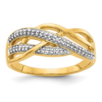 14k Polished 1/8 carat Diamond Woven Ring