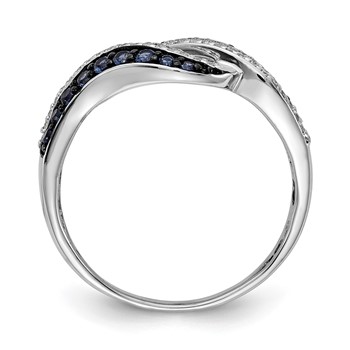 14k White Gold 1/2 carat Blue and White Diamond Swirl Ring — alternate view