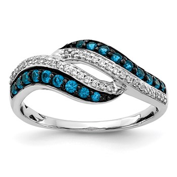 14k White Gold 1/2 carat Blue and White Diamond Swirl Ring