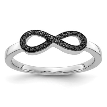 14k White Gold 1/10 carat Black Diamond Infinity Ring