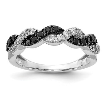 14k White Gold 1/2 carat Black and White Diamond Twist Ring