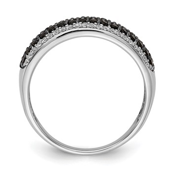 14k White Gold 7/8 carat White and Black Diamond Pave Band Ring — alternate view