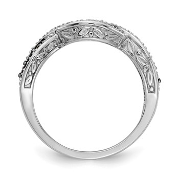 14k White Gold 3/8 carat White and Black Diamond Twist Ring — alternate view