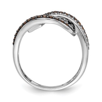 14k White Gold 1/2 carat White and Champagne Diamond with Black Rhodium Swirl Ring — alternate view