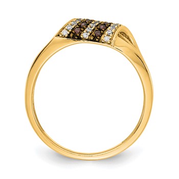 14k Yellow Gold White and Champagne Diamond Ring — alternate view