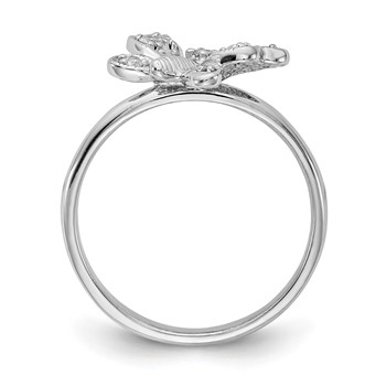 14k White Gold 1/10 carat AA Diamond Butterfly Ring — alternate view
