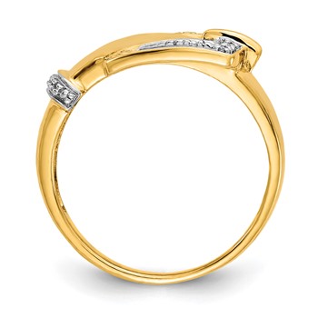 14k and White Rhodium Diamond Buckle Ring — alternate view