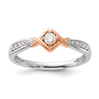 10k White Gold & Rose-tone Polished Fancy Diamond Ring