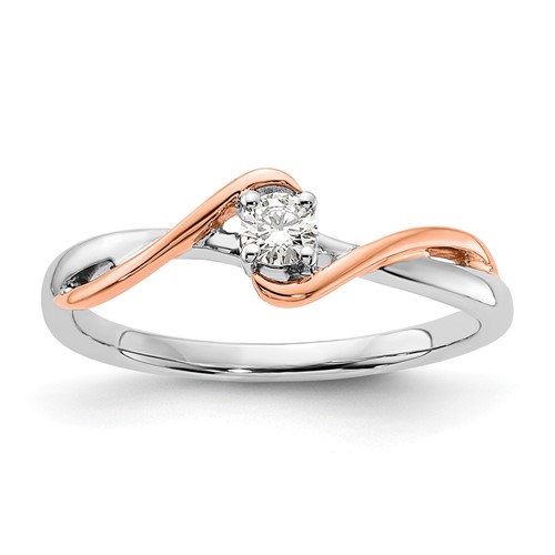 14k Two-tone 1/8ct Lab Grown Diamond VS/SI+ G+ Comp Petite Eng Ring