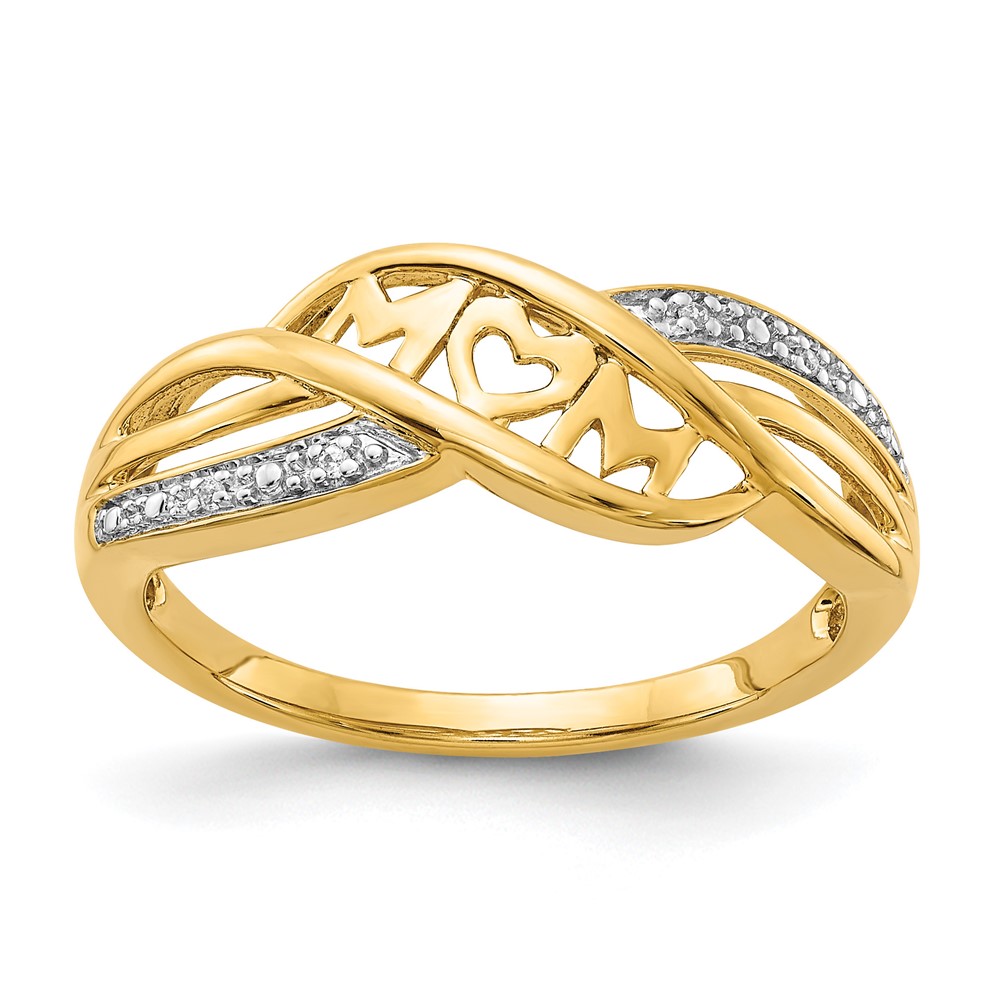 10K w/Rhodium Diamond MOM Ring