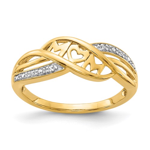 10K w/Rhodium Diamond MOM Ring