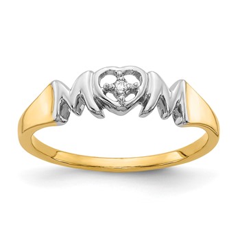 14k and White Rhodium Diamond MOM Ring