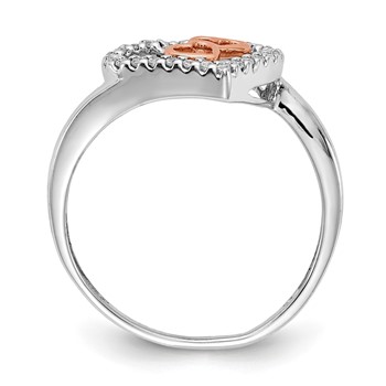 14k White Gold and Rose Gold 1/8 carat Diamond Heart Ring — alternate view