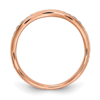 14k Rose Gold 1/8 carat Diamond Contoured Complete Wedding Band — alternate view