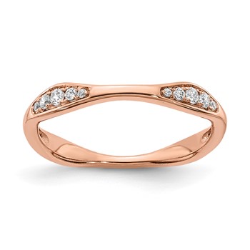 14k Rose Gold 1/8 carat Diamond Contoured Complete Wedding Band