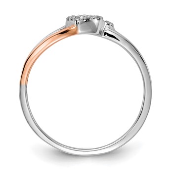 14k White and Rose Gold 1/10 carat Diamond Polished Double Heart Ring — alternate view