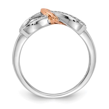 14k Two-tone 1/10 carat Diamond Infinity with Heart Ring — alternate view