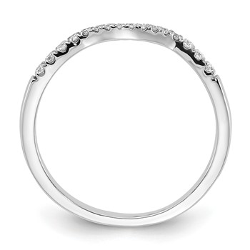 14k White Gold Polished Contoured Diamond Wedding Band — alternate view