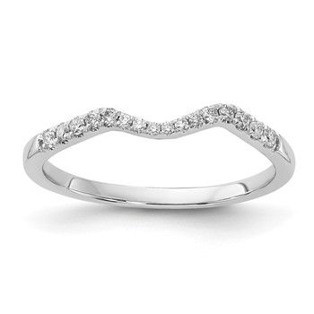 14k White Gold Polished Contoured Diamond Wedding Band