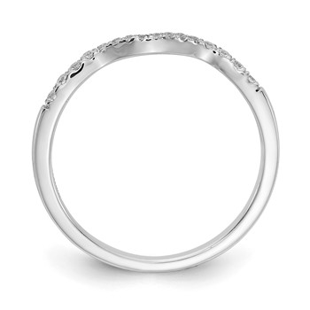 14k White Gold 1/8 carat Diamond Contoured Complete Wedding Band — alternate view