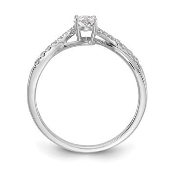 14k White Gold By-Pass (Holds 3/8 carat (5.8x3.8mm) Oval Center) 1/10 carat Diamond Semi-mount Engagement Ring — alternate view