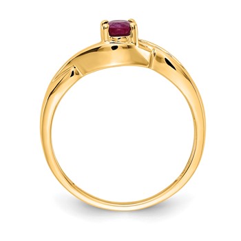 14k Yellow Gold Oval Composite Ruby and Diamond Ring — alternate view