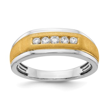 14k White & Yellow Gold Diamond Men's Ring
