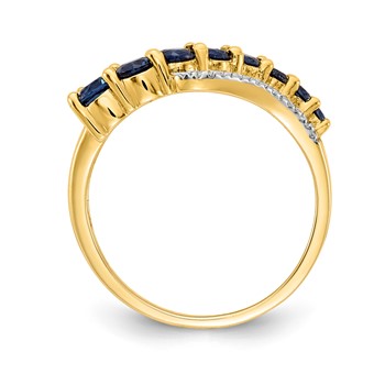 14k and White Rhodium Lab-Created Ceylon Blue Sapphire/Lab-Created Blue Sapphire/Diamond Ring — alternate view