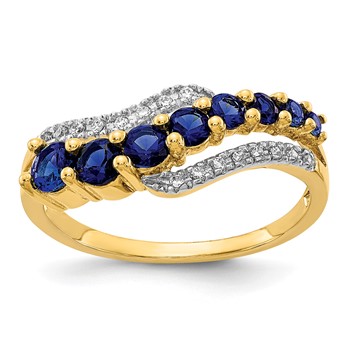 14k and White Rhodium Lab-Created Ceylon Blue Sapphire/Lab-Created Blue Sapphire/Diamond Ring