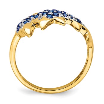 14k with White Rhodium Blue Sapphire and Diamond Dolphins Ring — alternate view