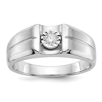 IB Goodman 14k White Gold 1/10 carat Diamond Mens Ring