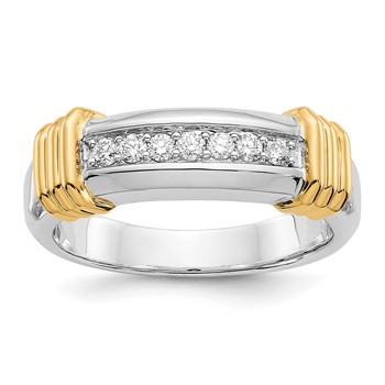 IB Goodman 14k Two-tone 1/4 carat Diamond 7-stone Mens Ring