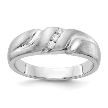 IB Goodman 14k White Gold 1/10 carat Diamond 3-stone Mens Ring