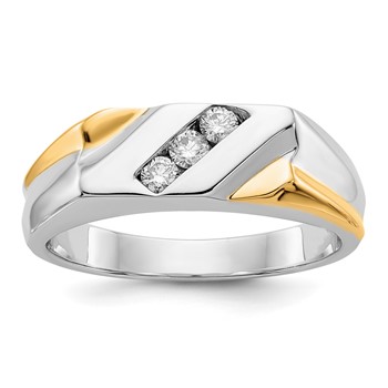IB Goodman 14k Two-tone 1/5 carat Diamond 3-stone Mens Ring