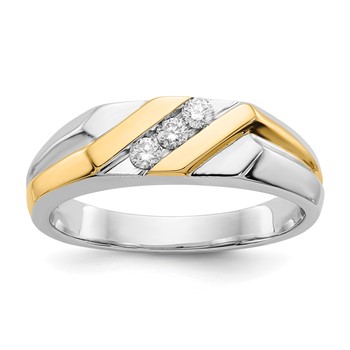 IB Goodman 14k Two-tone 1/6 carat Diamond 3-stone Mens Ring