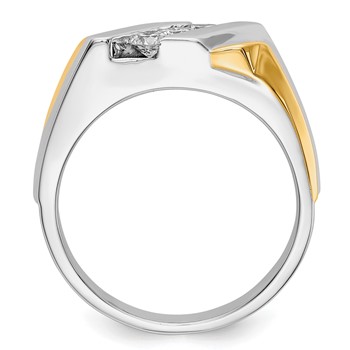 IBGoodman 14k Two-tone 1/2 carat Lab Grown Diamond VS/SI+ G+ Three Stone Complete Men's Ring — alternate view
