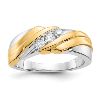 14k Yellow Gold Diamond Mens Ring