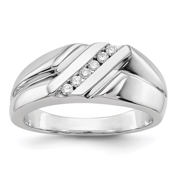 IB Goodman 14k White Gold 1/6 carat Diamond Mens Ring