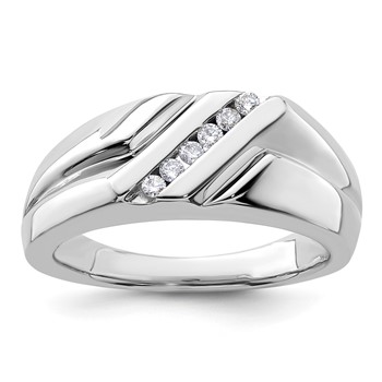 IBGoodman 14k White Gold 1/6 carat Lab Grown Diamond VS/SI+ G+ Six Stone Complete Men's Ring