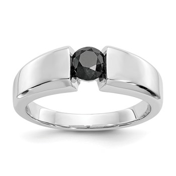 14k White Gold Black Dia Mens Ring-Blank, Mtg only
